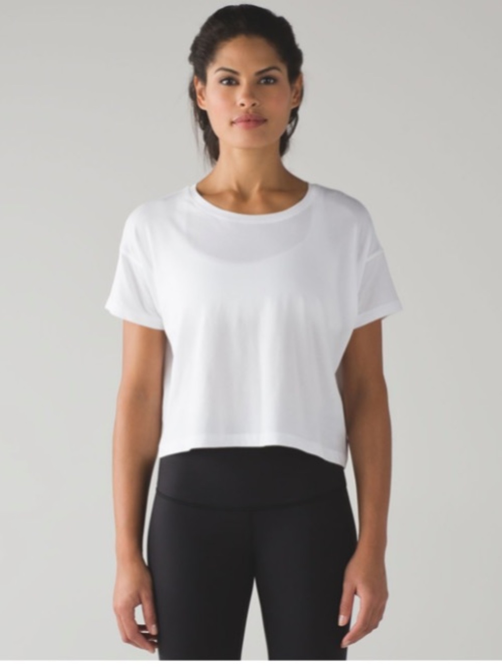 Lululemon White Pima Cotton Boxy Yoga Workout Comfy Gym Cates Crop Tee T-Shirt 4